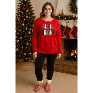 Secret Treasures All Is Bright Sleepwear Top 2XL Red Christmas Holiday Festive